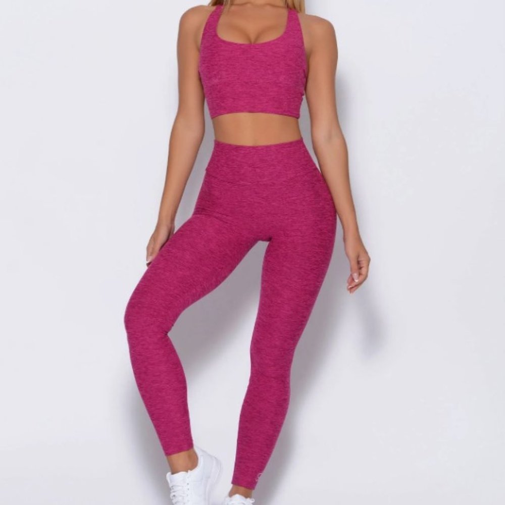 Bombshell Sportswear Elevated Tank Bra AND Boost Leggings in Fuschia size Medium